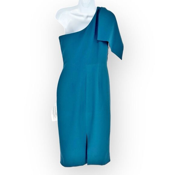 DRESS THE POPULATION NWT Tiffany One-Shoulder Midi Dress- size S old money - Picture 6 of 10
